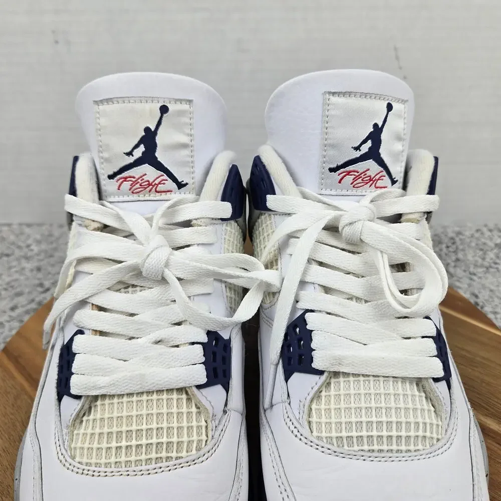 Jordan 4 Retro Mens 10 Midnight Navy White Casual Daily Sneaker DH6927-140